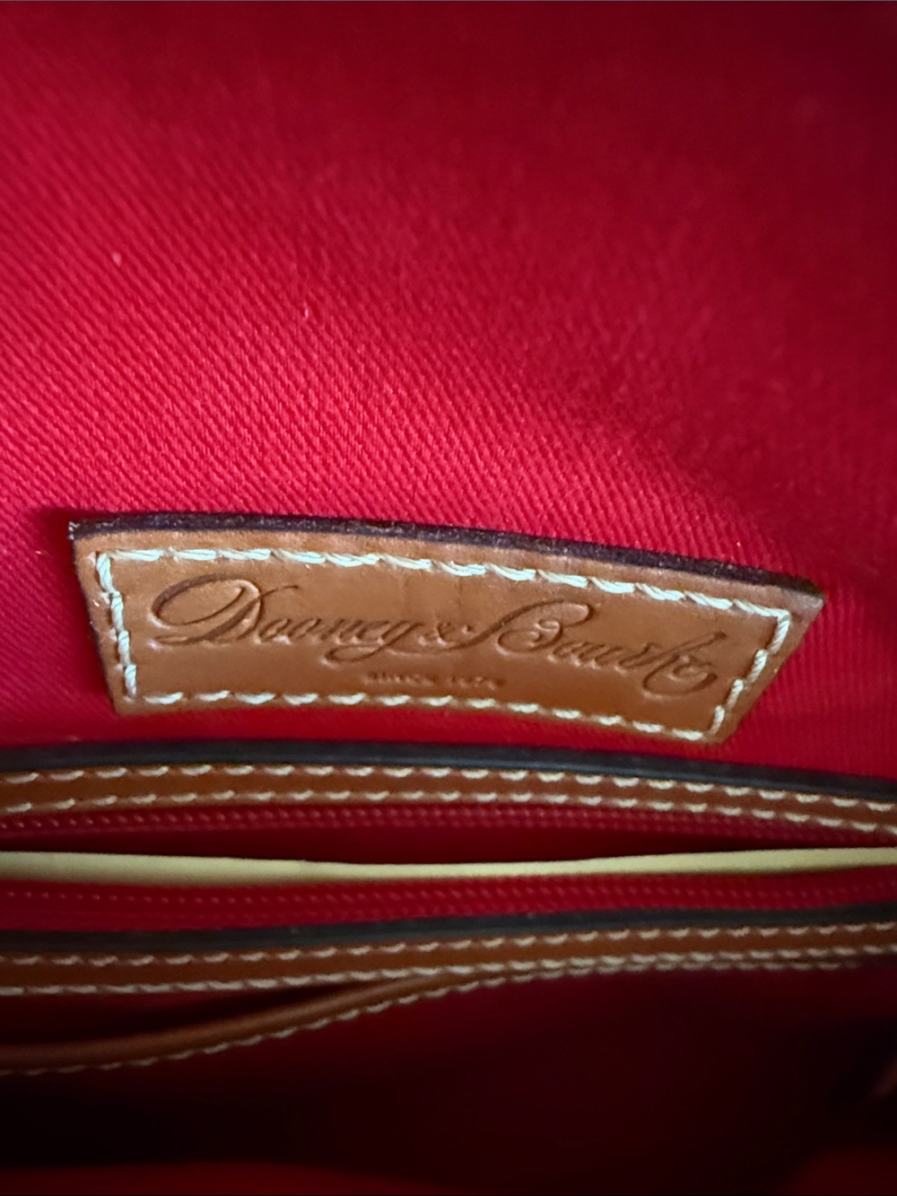 Dooney & Bourke Cream Tote with Red Interior and Tan Straps - Picture 5 of 7